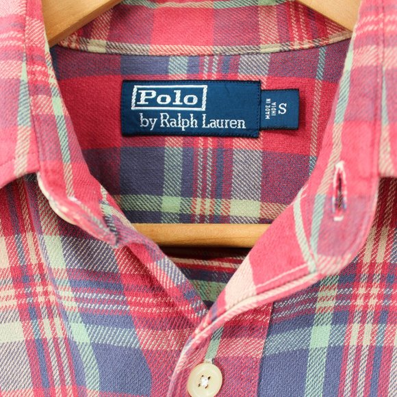 VTG Polo Ralph Lauren Shirt Cotton  Flannel Plaid Button Up Long Slv Men's Small - Picture 15 of 16